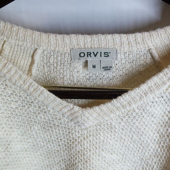 ORVIS Womens Pull Over Sweater M Medium Ivory Knit Casual - Picture 3 of 5